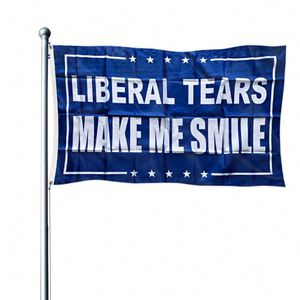 ธงลาย Liberal Tears Make Me Smile แบบสองด้านสำหรับตกแต่งสนามหญ้าในบ้านและนอกบ้าน รุ่นใหม่ล่าสุด - Product Image 1