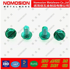 Green Grounding Screw M4 M5 M6 M8 M10 Hex Flat Head With Slotted Drive For Electrical Equipment - Product Image 2