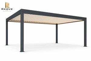 Pérgola de aluminio retráctil personalizada RKOVE RK-C3 con lamas motorizadas e iluminación LED para patio, terraza o gazebo al aire libre. - Product Image 6