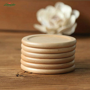 Factory Wholesale Personalized Bulk Walnut Beech Round Wooden Coasters Set Plate Pad For Drinks Custom Logo - Product Image 3