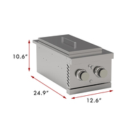 Barbecue au gaz propane en acier inoxydable 304 n°4 avec finition brossée, double brûleur latéral, 24 000 BTU, certifié CE