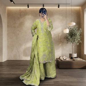 New Designer New Designer Party Wear <b>Top</b> And Plazzo With Fancy Duppata And Embroidery Work - Product Image 1