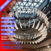 DUOMEIJU Lustre moderne de luxe pour hall d'hôtel et villa, avec escalier en spirale rotatif, corps en cristal, LED E14 doré, réglable