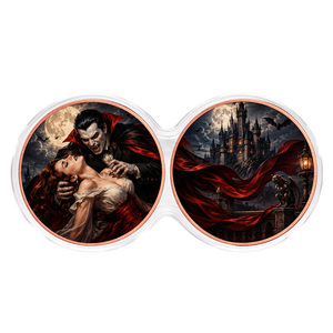 2 Monedas de Cobre Fino .999 con Diseño de Drácula Vampiro Impreso en Color UV, <span class=keywords><strong>1</strong></span> onza, con Doble Cápsula - Product Image 1