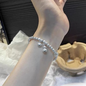 S925 Sterling Silver <b>Ball</b> Bead <b>Bracelet</b> With Gourd Pendant Elastic Rope Women's Fashion Jewelry Gift - Product Image 1