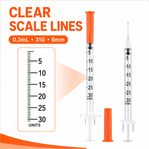 Seringues à <span class=keywords><strong>insuline</strong></span> de calibre fin 0,3 ml pour soins aux petits animaux, <span class=keywords><strong>aiguille</strong></span> fixe 29G-32G, traitées à l'oxyde d'éthylène, 100/boîte - Product Image 3