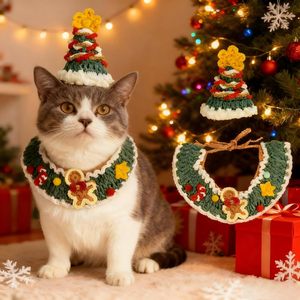 Conjunto de Disfraz Navideño para Perro, Gorro de Árbol, Bufanda de Jengibre, Talla Única, Acrílico, Atuendo Festivo - Product Image 4