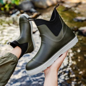 Bottes de pluie imperméables en néoprène mi-mollet en PVC pour l'hiver, unisexe ; surchaussures durables multicolores pour la randonnée et la pêche en extérieur - Product Image 3