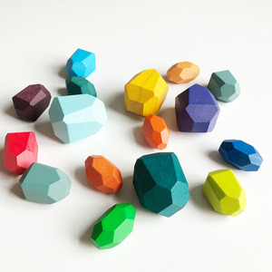 Bloques apilables de madera de colores para niños de 2 a 4 años, juguete educativo de construcción, colores mezclados, tamaño aleatorio - Product Image 5