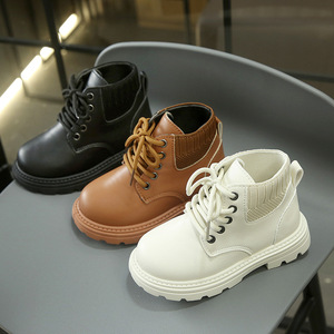 Botas de Estilo Británico para Niños y Niñas, Primavera-Otoño 2025, Suela Blanda, Cuero Sintético Corto, Color Sólido - Product Image 1