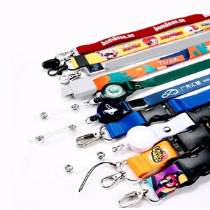 사용자 지정 검은 금속 스냅 후크 분리 Lanyards 스트랩 플라스틱 카드 홀더 폴리 에스터 표준 목 끈