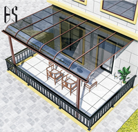 Convient aux balcons, cadres en alliage d'aluminium, panneaux en polycarbonate (PC), résistant au vent et à l'eau, auvent sur mesure