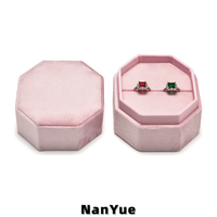 Nouvelle boîte à bagues octogonale de luxe en velours, étui de rangement pour bijoux de fiançailles, étui de présentation de bague de mariage avec logo personnalisé, étui cadeau pour bague en diamant