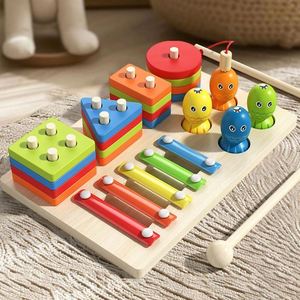 Jeu de pêche magnétique CPC CE pour enfants, reconnaissance des couleurs et des formes, jouets en bois à empiler et à trier - Product Image 6