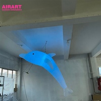 Dauphin gonflable de décoration d'éclairage, animal gonflable blanc de dauphin pour l'affichage accrochant