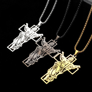 Cruz Jesús Vintage Hip-Hop Acero inoxidable crucifijo moda colgante hueco nicho titanio acero Collar para hombres al por mayor - Product Image 4