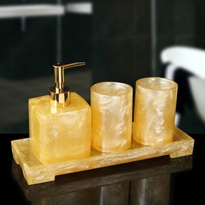 Nero resina di <span class=keywords><strong>marmo</strong></span> Hotel accessorio per il <span class=keywords><strong>bagno</strong></span> <span class=keywords><strong>set</strong></span> - Product Image 5