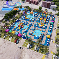 Parc aquatique gonflable géant d'été pour l'extérieur, toboggan et piscine combinés, idéal pour les parcs d'attractions - Vente chaude