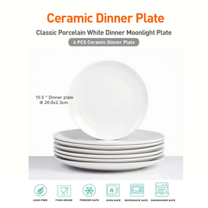 Juego de <span class=keywords><strong>Platos</strong></span> Llanos de <span class=keywords><strong>Porcelana</strong></span> y Cerámica Redondos de 10.5 Pulgadas en Blanco Puro para Restaurante y Hotel, a Precio Barato por Mayor - Product Image 2