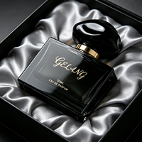 Nouveau design, flacon de parfum carré en cristal ambré brun de 50 ml, flacon de parfum de luxe personnalisé, flacon de parfum élégant avec boîte