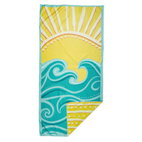 Bedrucktes Retro-Sonnenwellen-Strandtuch aus Mikrofaser, schnell trocknend, sandfrei, große Stranddecke für Strand, Camping, Pool-Party