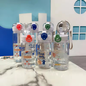 400ml Kids Plastic Water <b>Bottle</b> Cute Bear Plastic Water <b>Bottle</b> with <b>Straw</b> Bounce Cover <b>Drinking</b> Water Plastic <b>Bottle</b> - Product Image 6