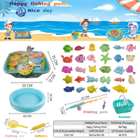 Set Mainan Kolam Ikan Tiup QS Happy Fishing Pond dengan Jaring Pancing dan Keranjang untuk Anak-anak