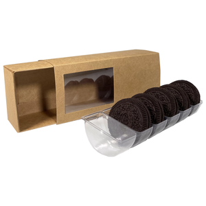 Custom kraft paper gift packaging box for cake macaroon packing with window and insert tray