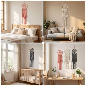Offre Spéciale Attrape-rêves en macramé fait main, Décoration murale bohème, Ornements suspendus personnalisés pour cadeau de mariage, souvenir de fête, vente en gros - Product Image 4