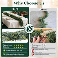 Guirlandes de Noël en plastique Elonna 9M, aspect réaliste, toucher réel, guirlande d'hiver pour Noël, durable, décoration artificielle pour intérieur/extérieur