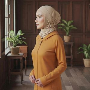 เสื้อฮู้ดกีฬาแบบสบายๆ สำหรับผู้หญิงมุสลิม ผลิตโดยโรงงาน (OEM) ระบายอากาศได้ดี ผ้าถัก ขายส่ง ราคาต่อหน่วย ปิดมิดชิด คุณภาพคงที่ - Product Image 4