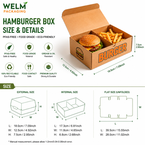 Papel Corrugado Biodegradable, Ecológico, Reciclable <span class=keywords><strong>y</strong></span> de Grado Alimenticio para Hamburguesas, Papas Fritas <span class=keywords><strong>y</strong></span> <span class=keywords><strong>Pollo</strong></span> Frito, Impresión Personalizada al por Mayor - Product Image 3