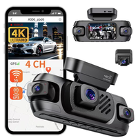 Caméra embarquée mobile 360° pour véhicule, enregistreur vidéo DVR, Wifi 5G, GPS, caméra avant et arrière, 4 canaux, caméra de tableau de bord 4K, mode sentinelle 24h/24