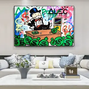 Alec Monopoly Rich Man Money Art Canvas Painting Cartoon Poster And Print Pop Wall Art Picture For Living Room Home Decor