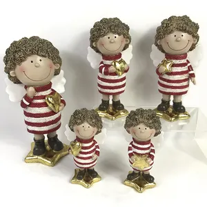 Victor Factory Resin Christmas Doll Ornament Custom Striped Painted Poly Resin Figurine Craft Products