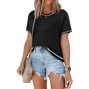 Hauts d'été pour femmes, manches courtes, vêtements décontractés, vêtements de vacances de plage à la mode 2025 - Product Image 2