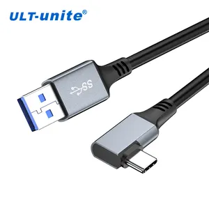 ULT-unite كابل لتوصيل بيانات الواقع الافتراضي 5 متر و6 متر و7 متر USB 3.0 من النوع أ إلى 90 درجة من النوع ج كابل لنقل البيانات لسماعات الواقع الافتراضي 5Gbps كابل للصوت والفيديو