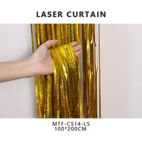 MTF Vente en gros 2*1 mètres Guirlande de ballons laser dorés à LED pour décoration de fête, rideau d'anniversaire