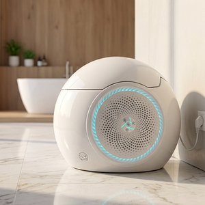 Inodoro Inteligente Redondo de Nuevo Diseño, con Sifón Automático, Montaje en el Suelo, Descarga por Sifón, Inodoro de Cerámica Sanitaria de Una Pieza - Product Image 1