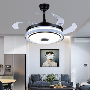 مروحة سقف حديثة فاخرة بإضاءة <span class=keywords><strong>LED</strong></span> وشفرات أكريليك وقاعدة حديدية من البلاستيك ABS مع تحكم عن بعد لتزيين غرفة المعيشة - Product Image 2