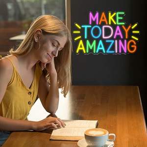 Letrero de Neón con Frase Positiva <span class=keywords><strong>para</strong></span> Hacer el Día Increíble, Decoración de Pared LED, Luz Colorida de Arcoíris <span class=keywords><strong>para</strong></span> Dormitorio, Sala de Estar, Oficina en Casa - Product Image 3
