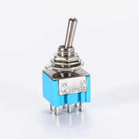 Interrupteur à bascule bleu miniature MTS-202 à 6 broches, 2 positions marche-marche, 15A 50VAC, métal industriel, 3 pôles, IP31, Dirui US