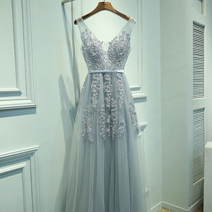 Elegante signora in pizzo Tulle abito <span class=keywords><strong>da</strong></span> <span class=keywords><strong>damigella</strong></span> d'onore senza maniche scollo a V estate <span class=keywords><strong>donna</strong></span> <span class=keywords><strong>abiti</strong></span> <span class=keywords><strong>da</strong></span> festa lunghi - Product Image 1