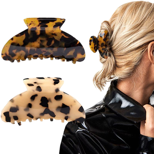 دبوس شعر كبير من السلحفاة من البلاستيك والرخام مشابك بسيطة كبيرة من Acrylic Acetate Clips - Product Image 1