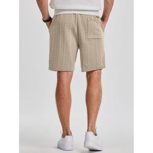 FOXA Men's Cable Knit Sweat Shorts 7.5 Inseam Elastic Waist Breathable <b>Lounge</b> Shorts With Pockets For Summer Vacation - Product Image 4