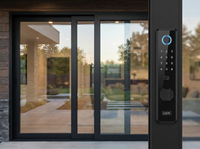 Serrure intelligente à empreintes digitales pour panneau de verre robuste, triple piste, carte IC, tactile, biométrique, pour porte coulissante en verre
