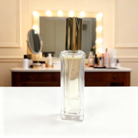Flacon de parfum carré miniature à vaporisation fine, vide, personnalisé, imprimé, 5 ml, 10 ml, 15 ml, avec bouchon en bois
