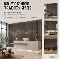 Panneau acoustique MORLENX 3D en MDF couleur chêne fumé avec feutre noir absorbant le son, décoration murale pour salon, salle de sport et commerce