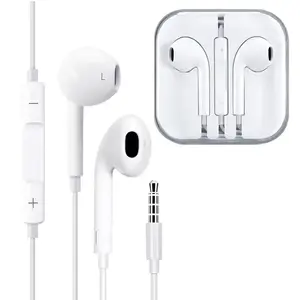 Earphone berkabel 3.5mm untuk iPhone6, earbud In-ear 3.5mm dengan Speaker dengan Headset mikrofon untuk iPhone 4/5/6 Android