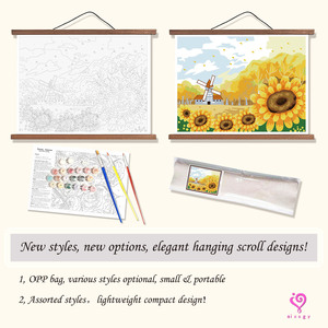 Peinture par numéros sur toile, Champ de tournesols, Moulin à vent, Scène pastorale, DIY, Fait main, Écologique, Décoration moderne pour la maison, Carré numérique - Product Image 5
